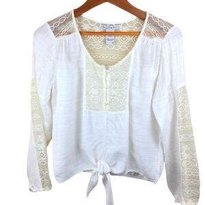 American Rag Sleeve, Shoulder and Back Lace, Front Bow Tie Blouse